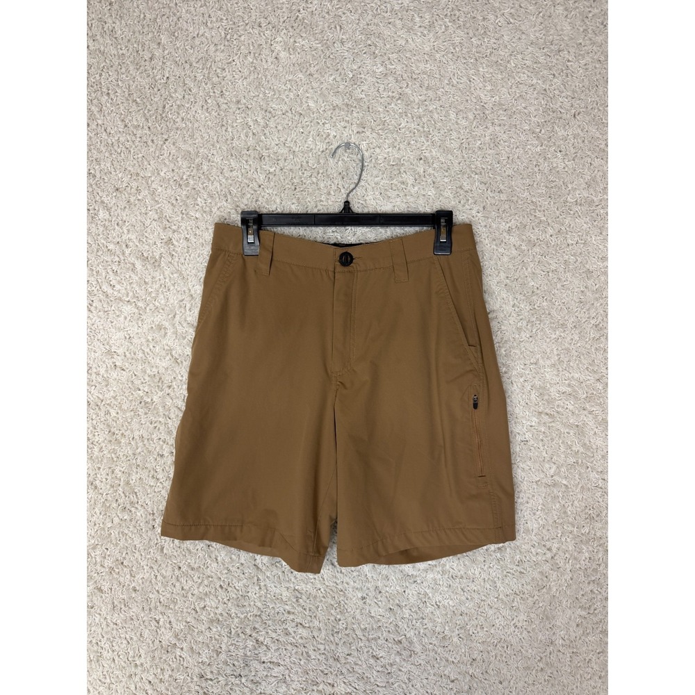 Orvis Tech Short Shorts Mens Size 30 Brown Hiking Outdoor Stretch Zip Pocket